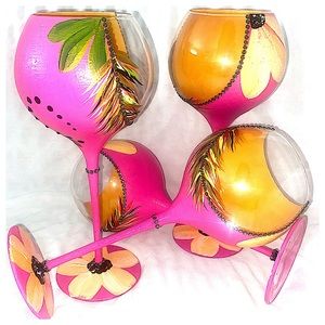 Hand painted wine glasses 23.5 oz long stem similar to the Camile glass.